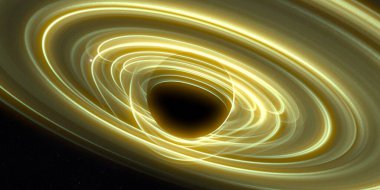 Soyut arka plan sanatı. Siyah arka planda neon halkalar. Uzay temalı sanatsal dijital arkaplan.