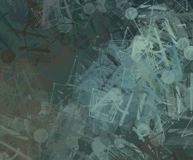 Soyut rastgele şekiller. 2D illüstrasyon arka planı. Düz beton duvarda sanatsal modern sanat kalıpları. Kabataslak boyalı yüzey. El yapımı fırça darbeleri.