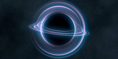 Soyut arka plan sanatı. Karanlık arka planda neon çember. Uzay temalı sanatsal dijital arkaplan.