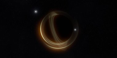 Soyut arka plan sanatı. Karanlık arka planda neon çember. Uzay temalı sanatsal dijital arkaplan.