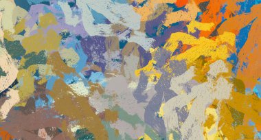 Soyut arka plan sanatı. 2D çizim. Etkileyici yağlı boya resim. Tuvalde fırça darbeleri. Modern sanat. Çok renkli arkaplan. Çağdaş sanat. İfade. Sanatsal dijital palet.