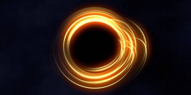 Soyut arka plan sanatı. Siyah arka planda neon halkalar. Uzay temalı sanatsal dijital arkaplan.
