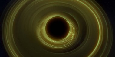 Soyut arka plan sanatı. Siyah arka planda neon halkalar. Uzay temalı sanatsal dijital arkaplan.