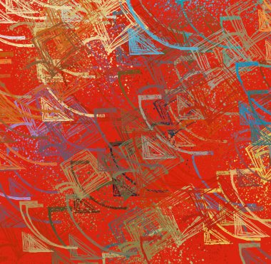 Soyut arka plan sanatı. 2D çizim. Etkileyici yağlı boya resim. Tuvalde fırça darbeleri. Modern sanat. Çok renkli arkaplan. Çağdaş sanat. İfade. Sanatsal dijital palet.