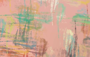 Soyut arka plan sanatı. 2D çizim. Etkileyici yağlı boya resim. Tuvalde fırça darbeleri. Modern sanat. Çok renkli arkaplan. Çağdaş sanat. İfade. Sanatsal dijital palet.