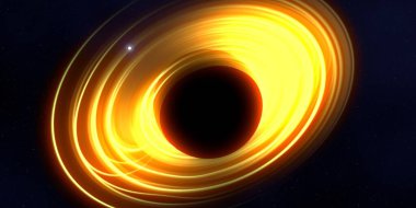 Soyut arka plan sanatı. Siyah arka planda neon halkalar. Uzay temalı sanatsal dijital arkaplan.