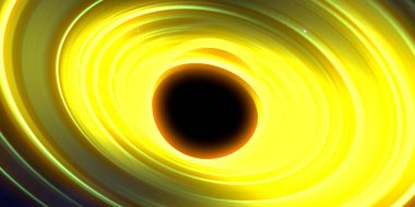 Soyut arka plan sanatı. Siyah arka planda neon halkalar. Uzay temalı sanatsal dijital arkaplan.