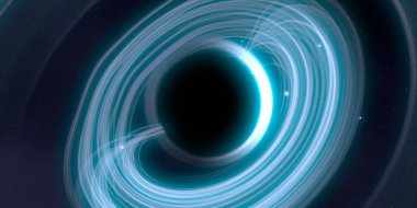 Soyut arka plan sanatı. Siyah arka planda neon halkalar. Uzay temalı sanatsal dijital arkaplan.