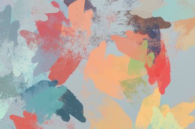 Soyut arka plan sanatı. 2D çizim. Etkileyici yağlı boya resim. Tuvalde fırça darbeleri. Modern sanat. Çok renkli arkaplan. Çağdaş sanat. İfade. Sanatsal dijital palet.