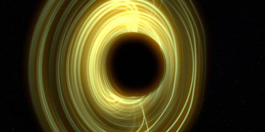 Soyut arka plan sanatı. Siyah arka planda neon halkalar. Uzay temalı sanatsal dijital arkaplan.