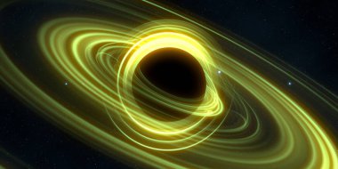 Soyut arka plan sanatı. Siyah arka planda neon halkalar. Uzay temalı sanatsal dijital arkaplan.