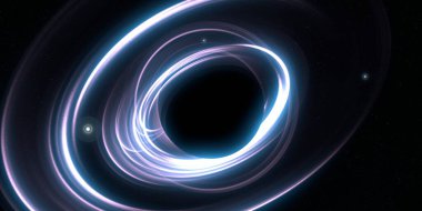 Soyut arka plan sanatı. Siyah arka planda neon halkalar. Uzay temalı sanatsal dijital arkaplan.