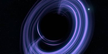 Soyut arka plan sanatı. Siyah arka planda neon halkalar. Uzay temalı sanatsal dijital arkaplan.