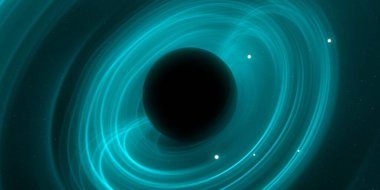 Soyut arka plan sanatı. Siyah arka planda neon halkalar. Uzay temalı sanatsal dijital arkaplan.