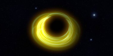 Soyut arka plan sanatı. Karanlık arka planda neon çember. Uzay temalı sanatsal dijital arkaplan.