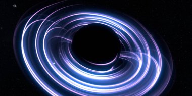 Soyut arka plan sanatı. Karanlık arka planda neon çember. Uzay temalı sanatsal dijital arkaplan.
