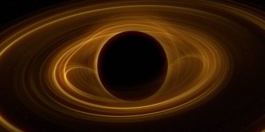 Soyut arka plan sanatı. Karanlık arka planda neon çember. Uzay temalı sanatsal dijital arkaplan.