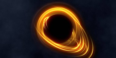 Soyut arka plan sanatı. Siyah arka planda neon halkalar. Uzay temalı sanatsal dijital arkaplan.