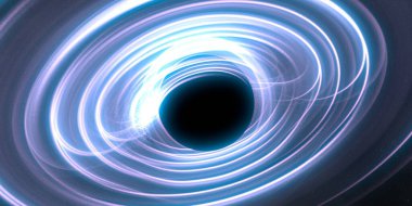 Soyut arka plan sanatı. Siyah arka planda neon halkalar. Uzay temalı sanatsal dijital arkaplan.