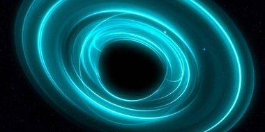 Soyut arka plan sanatı. Siyah arka planda neon halkalar. Uzay temalı sanatsal dijital arkaplan.