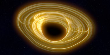 Soyut arka plan sanatı. Siyah arka planda neon halkalar. Uzay temalı sanatsal dijital arkaplan.