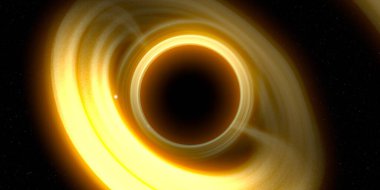 Soyut arka plan sanatı. Siyah arka planda neon halkalar. Uzay temalı sanatsal dijital arkaplan.