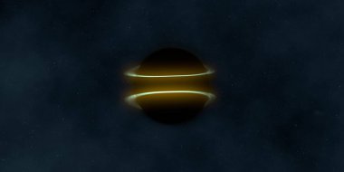 Soyut arka plan sanatı. Karanlık arka planda neon çember. Uzay temalı sanatsal dijital arkaplan.