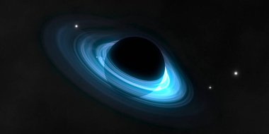 Soyut arka plan sanatı. Siyah arka planda neon halkalar. Uzay temalı sanatsal dijital arkaplan.