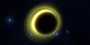 Soyut arka plan sanatı. Siyah arka planda neon halkalar. Uzay temalı sanatsal dijital arkaplan.