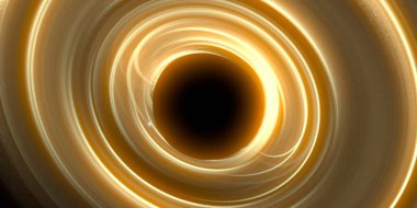 Soyut arka plan sanatı. Siyah arka planda neon halkalar. Uzay temalı sanatsal dijital arkaplan.