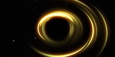 Soyut arka plan sanatı. Karanlık arka planda neon çember. Uzay temalı sanatsal dijital arkaplan.