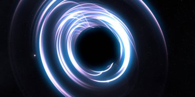 Soyut arka plan sanatı. Siyah arka planda neon halkalar. Uzay temalı sanatsal dijital arkaplan.