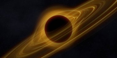 Soyut arka plan sanatı. Siyah arka planda neon halkalar. Uzay temalı sanatsal dijital arkaplan.