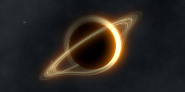Soyut arka plan sanatı. Siyah arka planda neon halkalar. Uzay temalı sanatsal dijital arkaplan.