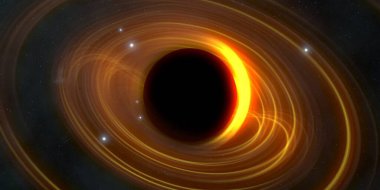 Soyut arka plan sanatı. Karanlık arka planda neon çember. Uzay temalı sanatsal dijital arkaplan.