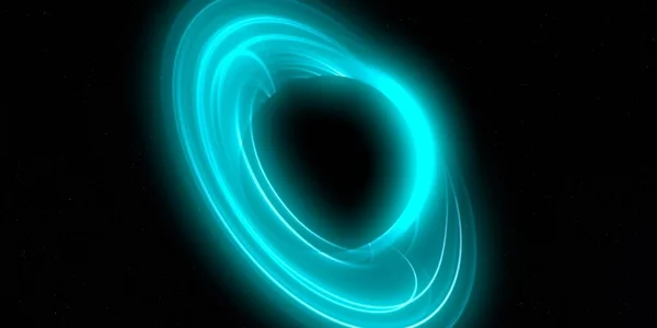 Abstract background art. Neon circles on dark background. Artistic digital backdrop with space theme.