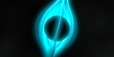 Soyut arka plan sanatı. Siyah arka planda neon halkalar. Uzay temalı sanatsal dijital arkaplan.