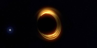 Soyut arka plan sanatı. Siyah arka planda neon halkalar. Uzay temalı sanatsal dijital arkaplan.
