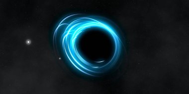 Soyut arka plan sanatı. Siyah arka planda neon halkalar. Uzay temalı sanatsal dijital arkaplan.
