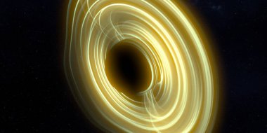 Soyut arka plan sanatı. Siyah arka planda neon halkalar. Uzay temalı sanatsal dijital arkaplan.