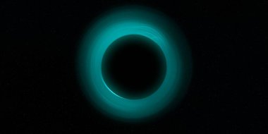 Soyut arka plan sanatı. Siyah arka planda neon halkalar. Uzay temalı sanatsal dijital arkaplan.