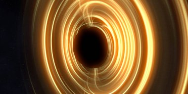 Soyut arka plan sanatı. Siyah arka planda neon halkalar. Uzay temalı sanatsal dijital arkaplan.