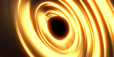 Soyut arka plan sanatı. Karanlık arka planda neon çember. Uzay temalı sanatsal dijital arkaplan.