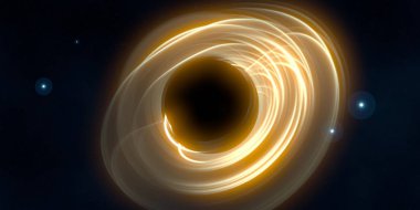 Soyut arka plan sanatı. Karanlık arka planda neon çember. Uzay temalı sanatsal dijital arkaplan.