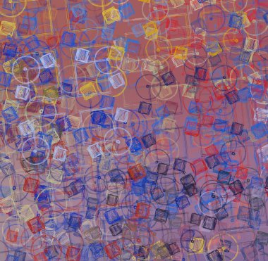 Soyut rastgele şekiller. 2D illüstrasyon arka planı. Düz beton duvarda sanatsal modern sanat kalıpları. Kabataslak boyalı yüzey. El yapımı fırça darbeleri.