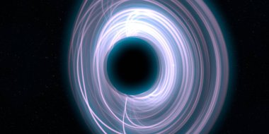 Soyut arka plan sanatı. Siyah arka planda neon halkalar. Uzay temalı sanatsal dijital arkaplan.