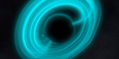 Soyut arka plan sanatı. Karanlık arka planda neon çember. Uzay temalı sanatsal dijital arkaplan.