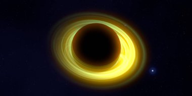 Soyut arka plan sanatı. Karanlık arka planda neon çember. Uzay temalı sanatsal dijital arkaplan.