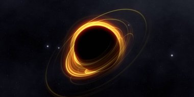 Soyut arka plan sanatı. Siyah arka planda neon halkalar. Uzay temalı sanatsal dijital arkaplan.