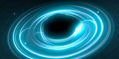 Soyut arka plan sanatı. Siyah arka planda neon halkalar. Uzay temalı sanatsal dijital arkaplan.